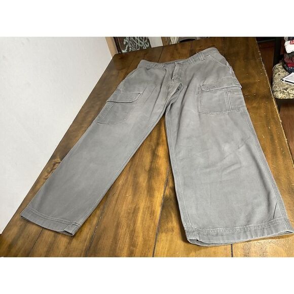 Duluth Trading Co Pants Men's Olive 34x30 Cargo Pocket Flex Fire Hose Workwear - Picture 1 of 10